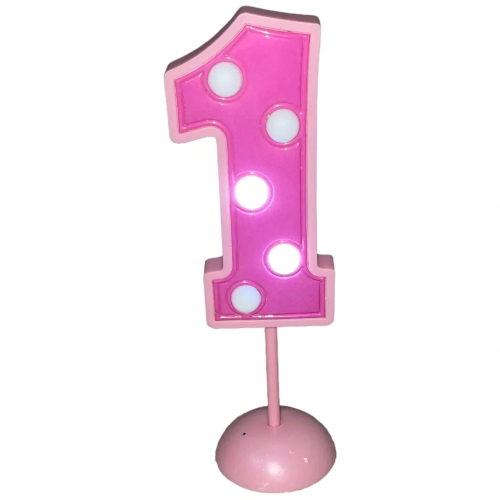 Flashing Pink 1 Birthday Number Cake Topper Flashing Candle